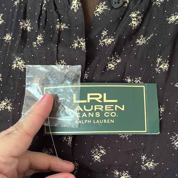 NWT LRL Blouse Black Floral - Picture 9 of 10